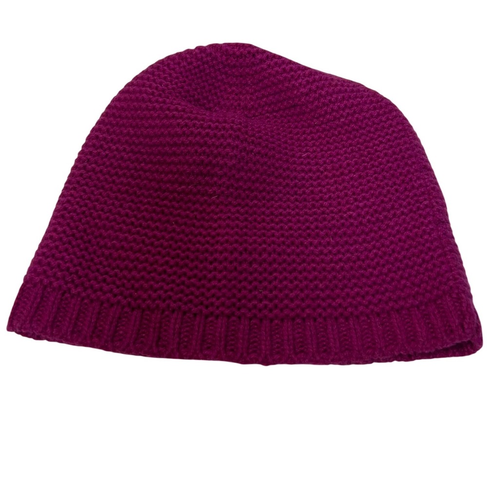 Eileen Fisher Magenta Recycled Cashmere Wool Knit Beanie Hat OS Purple